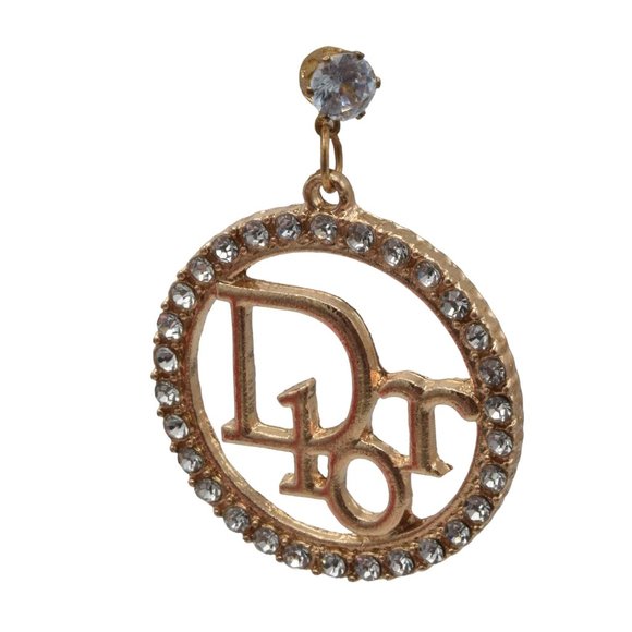 Christian Dior Rhinestone Circle Designer Monogram Earrings - Picture 7 of 7